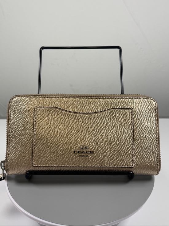 Coach Handbags - Coach Metallic Gold Leather Zip Long Wallet